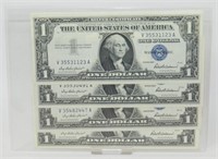 4 Nice $1 Silver Certificate 1957 Series