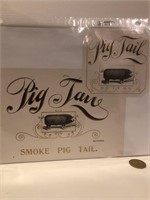 PIG TAIL CIGAR BOX LABELS X2