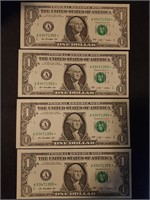 8- 2009 $1 Federal Reserve Consecutive "Star"