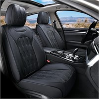 Leather Front Car Seat Covers, 2 PCS, Black