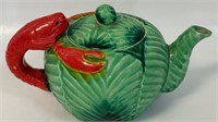 CUTE VINTAGE PORCELAIN LOBSTER & LEAF TEAPOT