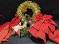 Large Christmas wreaths, bows and bells