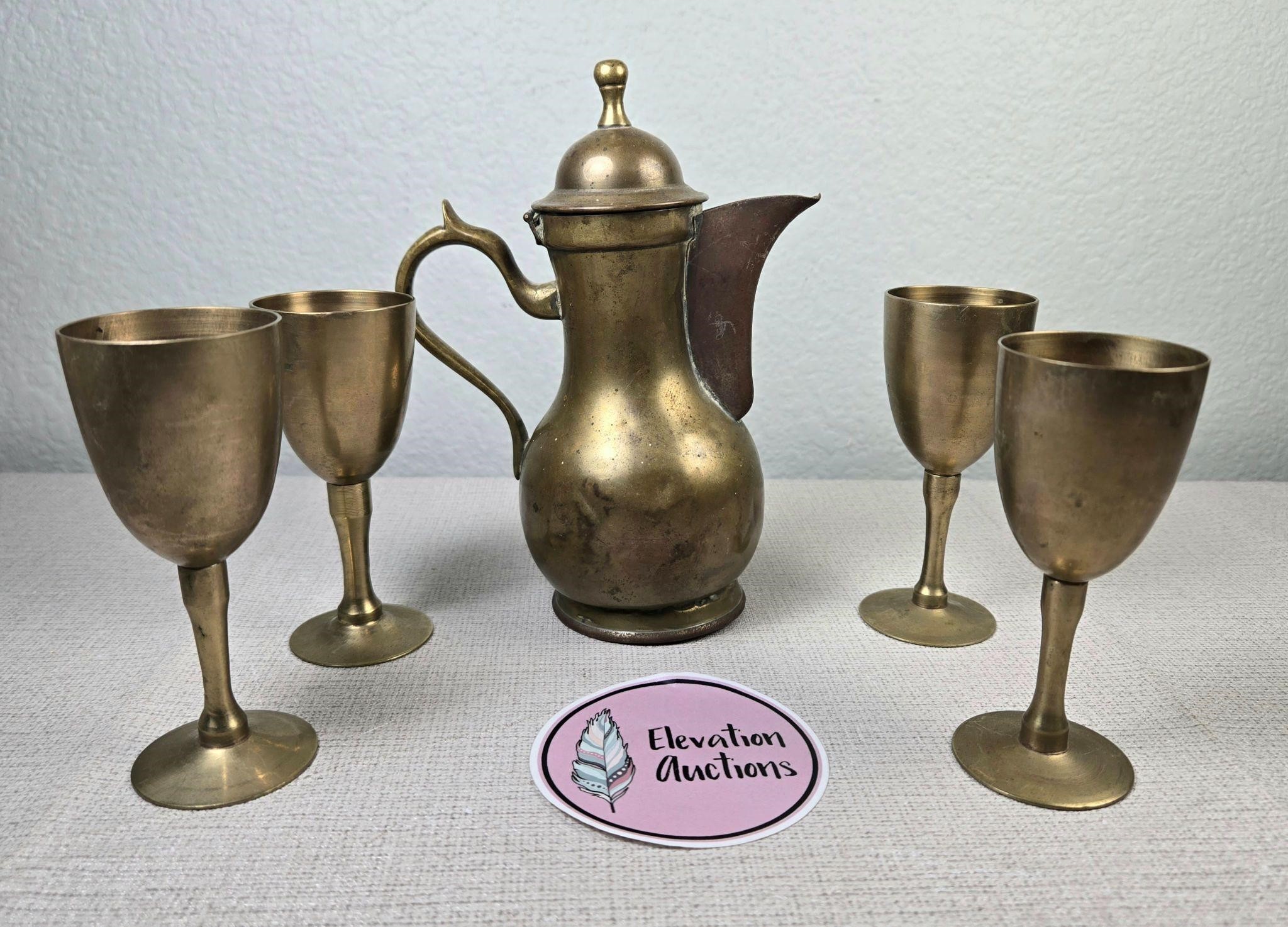 Mini Brass Pitcher and Cups