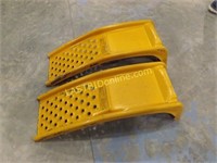 2 YELLOW STEEL CAR RAMPS