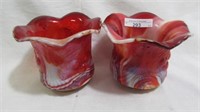 2 red slag ruffled spooners-Cherry pattern