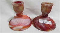 satin red slag grape 3" candle holders