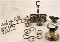 Assorted silver plate items