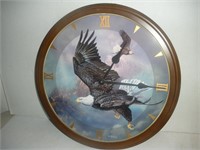 Bradford Exchange Eagle Clock, 20 in. Diam.