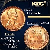 1939-s Lincoln Cent 1c Grades GEM++ Unc RD