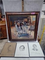 OIl on canvas by H Cohen & 3 Etchings