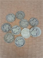 11 mercury dimes