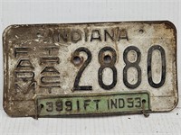 1951, 53 INDIANA License Plates
