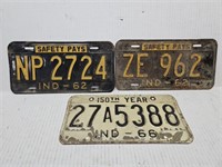 1962, 66 INDIANA License Plates