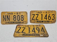 1957 INDIANA License Plates