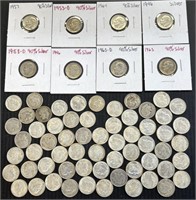 69 Roosevelt Dimes Silver US Coin Lot