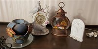 Ceramic Water Fountain, Clock, Light up Globe