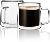CNGLASS 10oz Glass Coffee Mugs, Double Wall