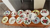 15 Blue Ridge Pottery Decorated Plates