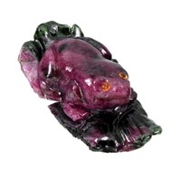 Natural Ruby/Sapphire Hand Carved Frog