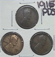 1915PDS  Lincoln Cents