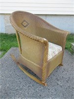 GREAT VINTAGE WICKER ROCKER - NOTE DMG ON BACK