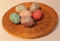 Basket Plate with 5 Stone Eggs