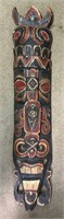 SUBSTANTIAL HAND PAINTED CARVED TRIBAL FIGURE HEAD
