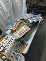 Large box of license plates