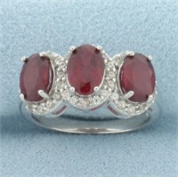 Madagascar Ruby and White Zircon Ring in Sterling