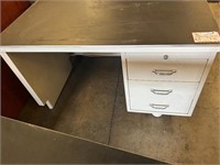 Vintage Metal Dark Top Single Pedestal Desk