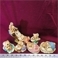 Lot Of 6 Resin Bunny Figurines