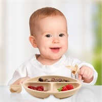 Baby Suction Plate with Self-Feeding Spoon Fork -