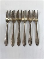 6 Vintage MS Ltd Pastry Forks EPNS Loxley patter