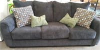 Dark Charcoal Sofa w/ Throw Pillows