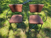 Two Leather Bar Stools