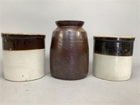 Three Small Stoneware Crocks