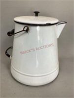 Large Enamel Ware Pitcher with Strainer Spout