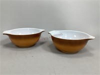 Two Brown Pyrex Cinderella Bowls