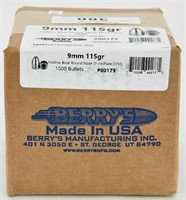 1000 Ct. Berry's 9MM Reloading Bullet Tips 115 Gr.