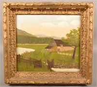 Horace Pippin Stone Farm House Oil on Canvas Paint