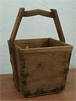 Antique wooden box with handle 14 x14 x13