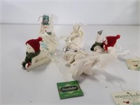 4 Snowbabies & Snowman Porcelain Ornaments