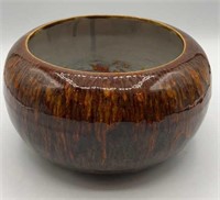 Drip Glaze Pottery Planter, Signed Hubert 1988