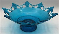 1950s Westmorland Ring Petal Aqua Art Glass Bowl