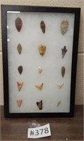 Authentic arrowheads w/ glass case