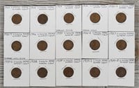 (15) 1910-1939 Lincoln Head Wheat Pennies