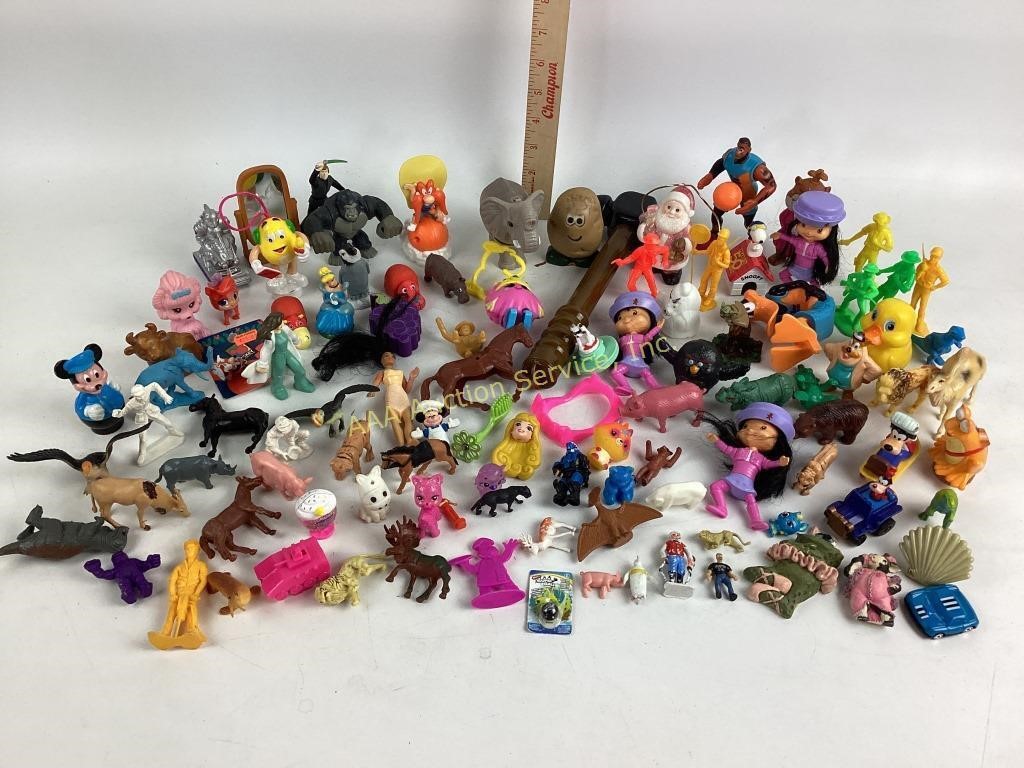 Kids meal toys, plastic cowboys, plastic animals