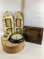 Round wooden cheese wheel box. Small chest wooden