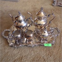 VINTAGE SILVER ON COPPER TEA SET