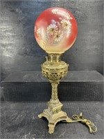 VERY ORNATE ANTIQUE BRASS BANQUET LAMP